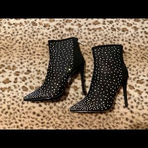 Black Rhinestone Booties